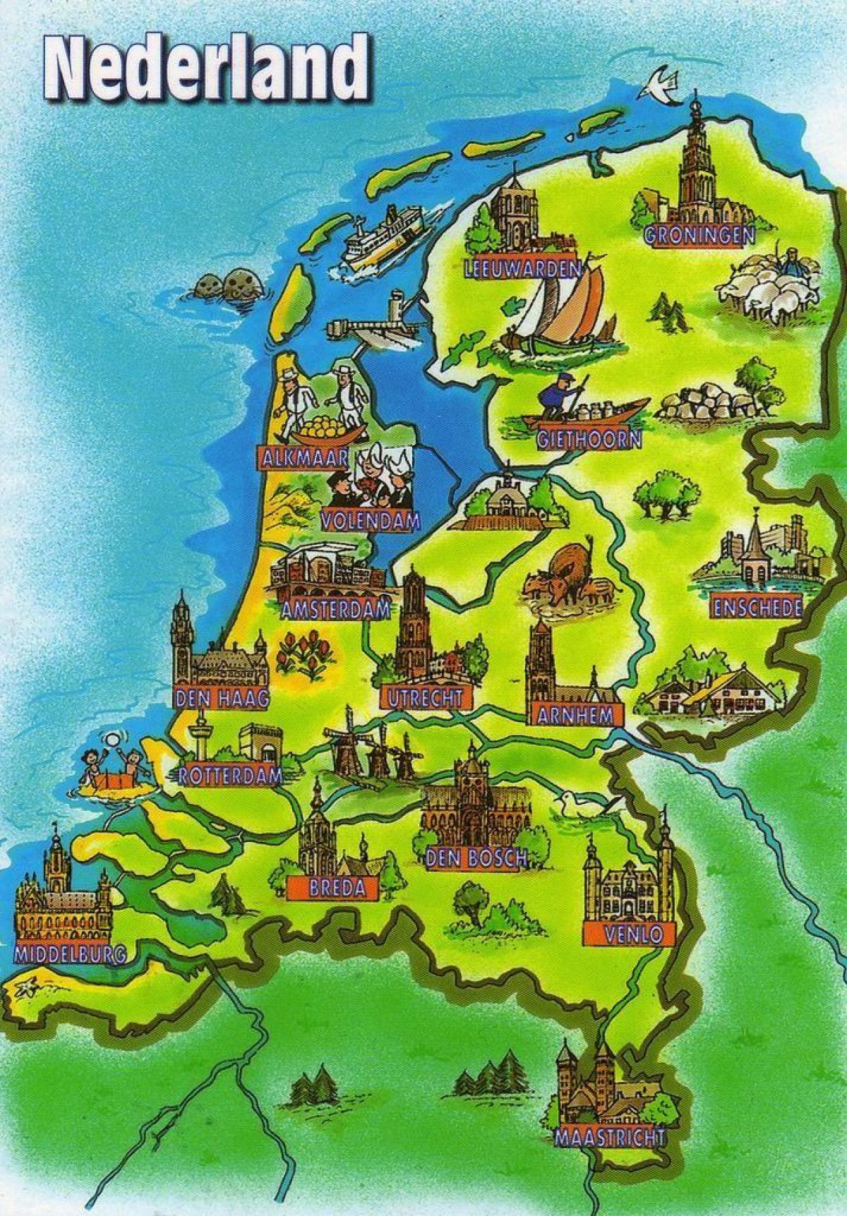 Mapa de viaje de los Países Bajos