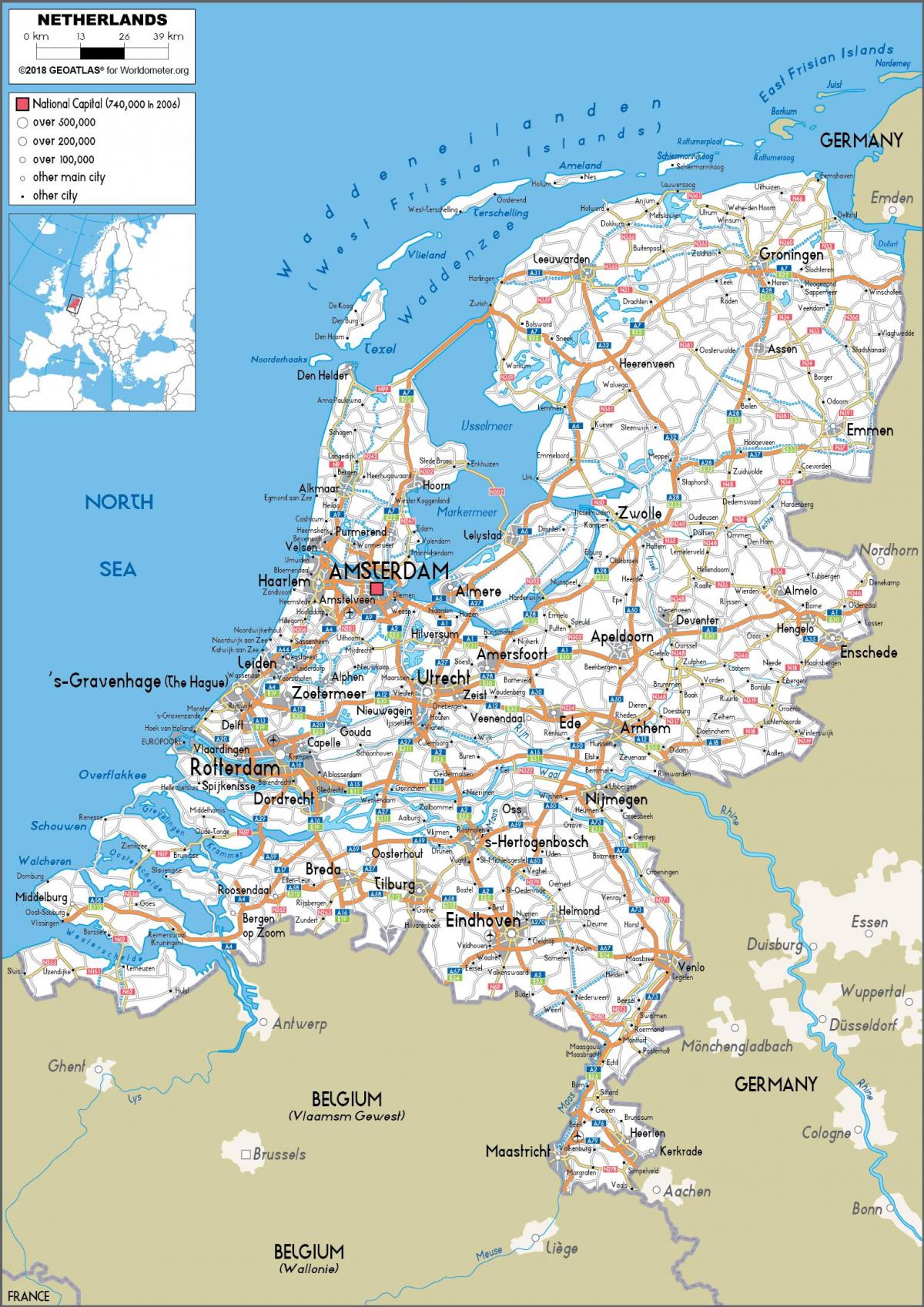 Mapa de conducción de los Países Bajos