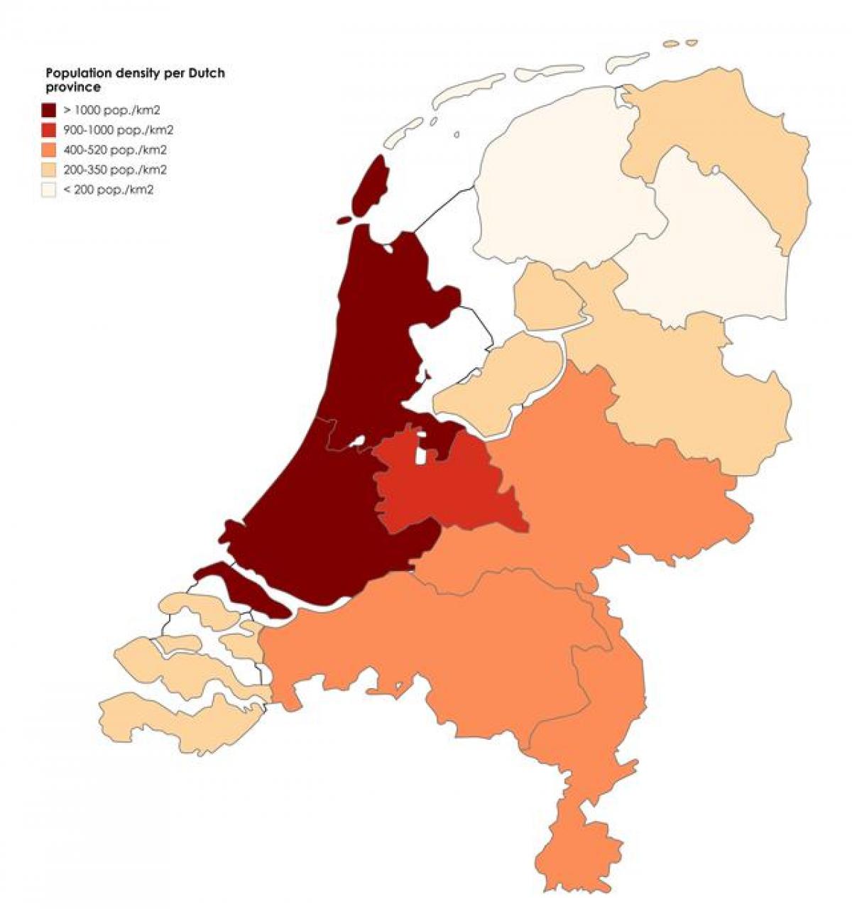 Mapa de densidad de los Países Bajos