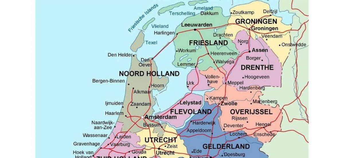 Mapa del norte de los Países Bajos