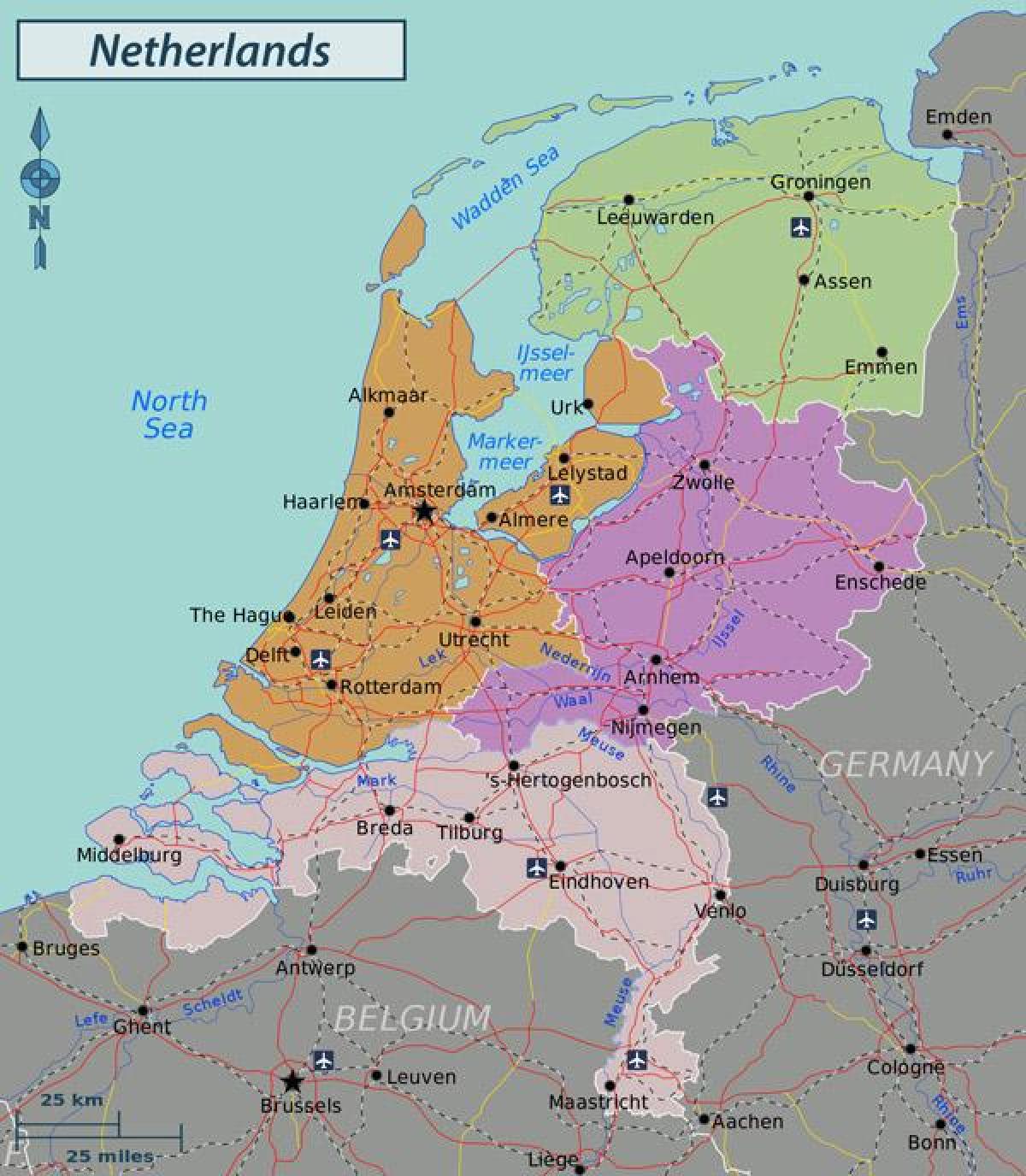 Mapa grande de los Países Bajos
