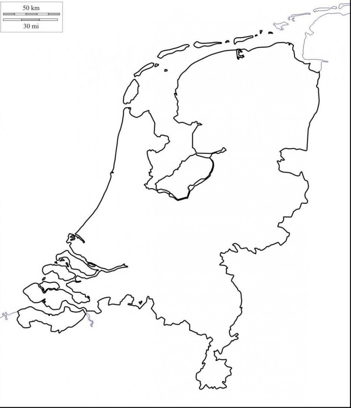 Mapa de los Países Bajos vacío