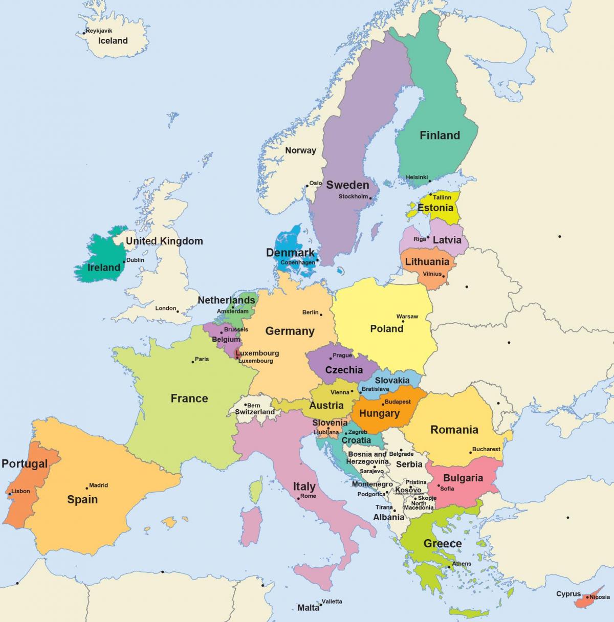 Mapa de los Países Bajos y los países limítrofes