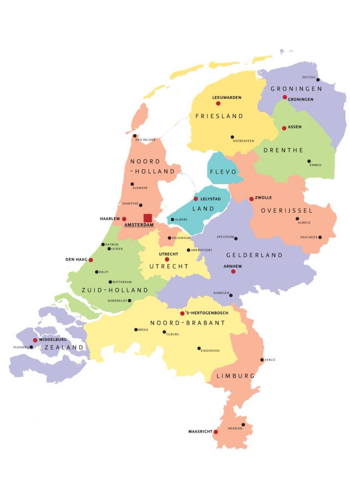 Mapa administrativo de los Países Bajos