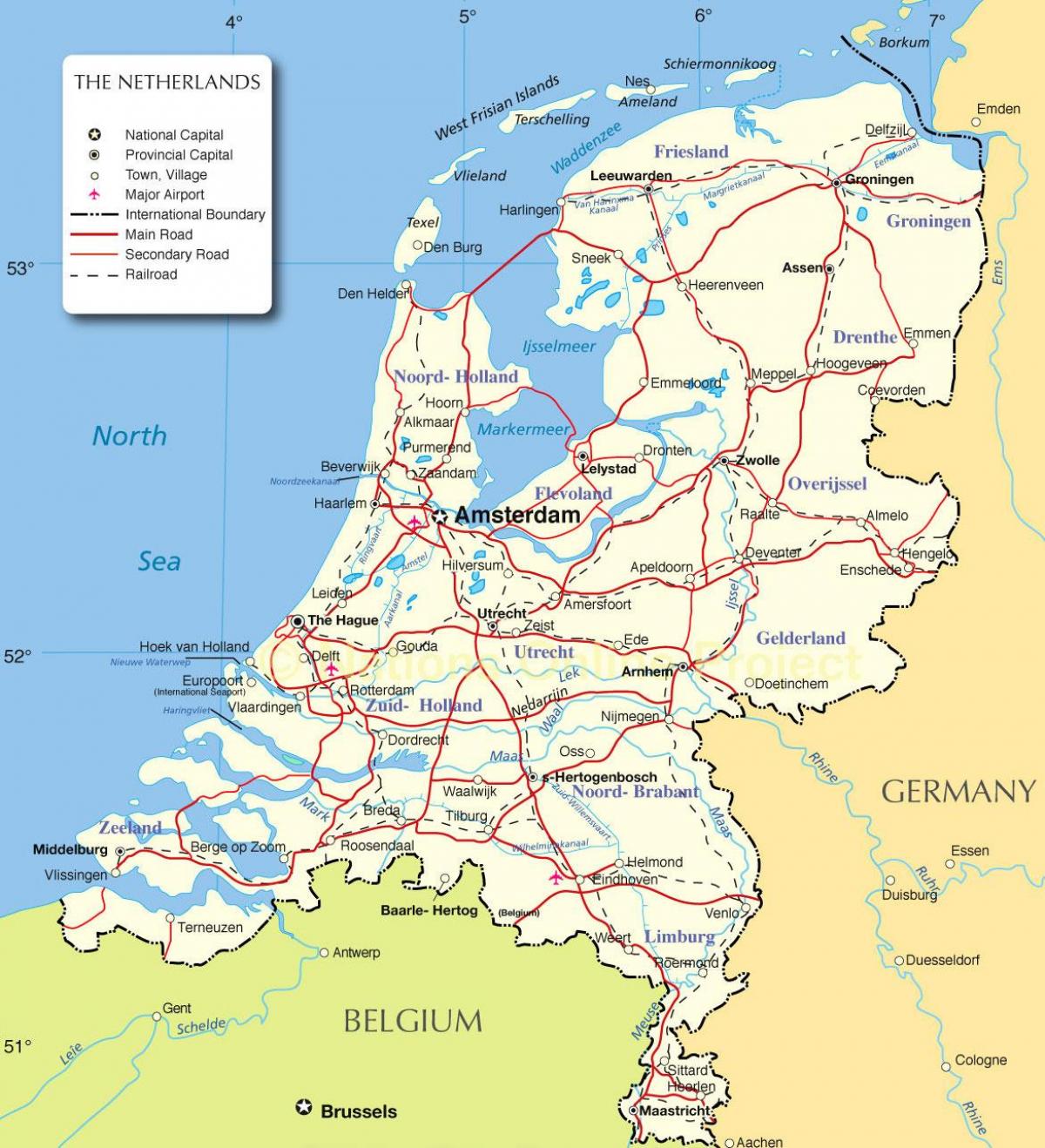 Mapa del país Países Bajos